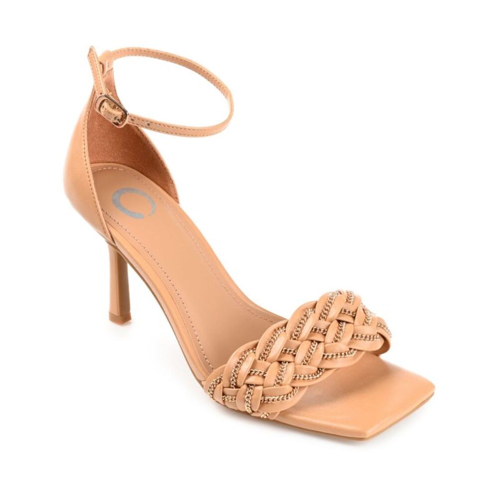 JOURNEE COLLECTION Womens Beige Chain Strap Mabella Stiletto Heeled Sandal 8.5 M